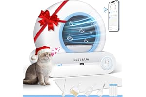 BEST JAJA Self Cleaning Litter Box, 2024 Upgraded Automatic Cat Box with Mat & Multiple Cleaning Tools, 68L+9L Large Capacity Litter Box Robot, Suitable for Multiple Cats, APP Control (Blue)