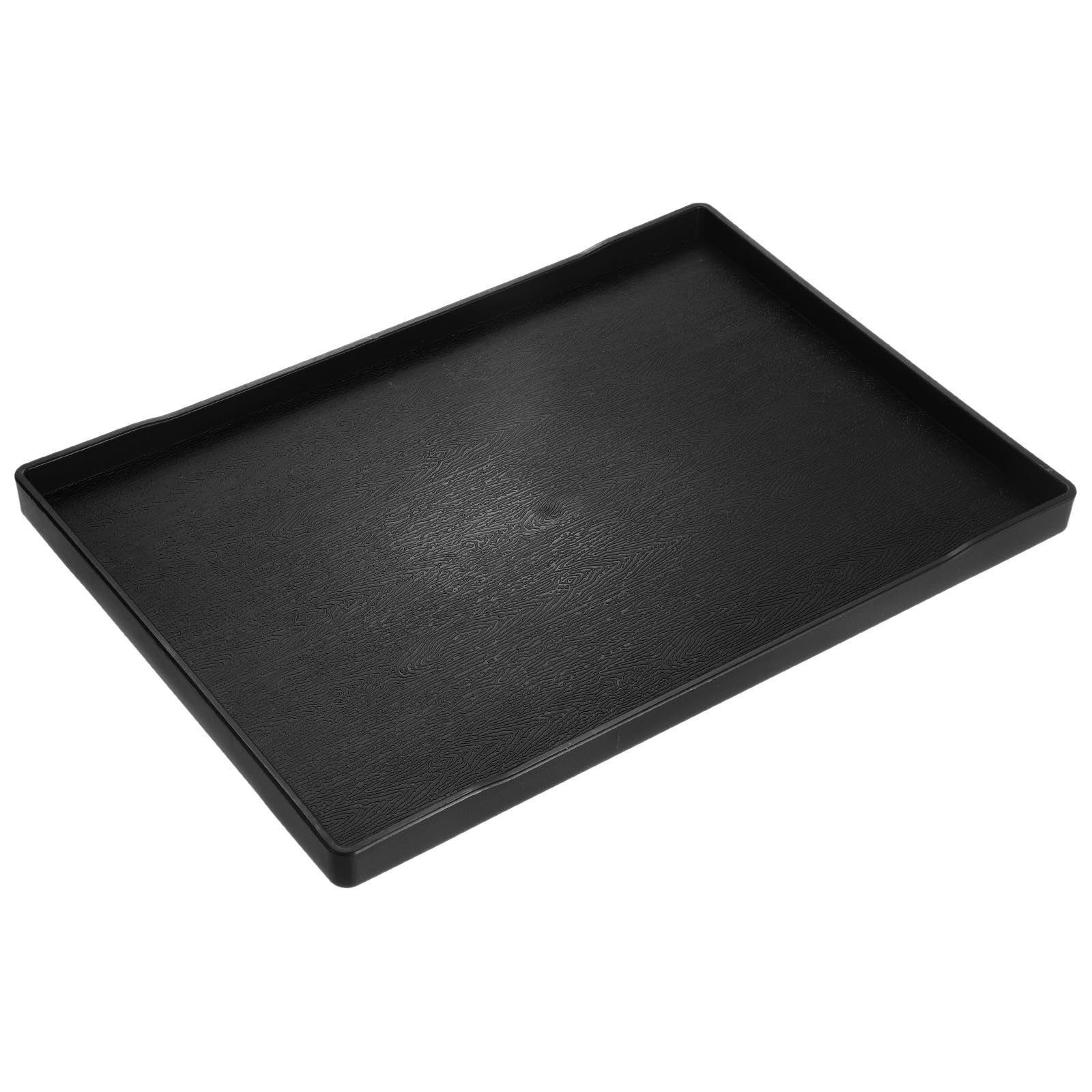 uxcell Serving Tray Small Black Mini Tray 11.3" x 15.6" Plastic Rectangular Wooden Serving Trays Decorative Ottoman Platter for Breakfast Kitchen Bathroom