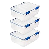IRIS USA WeatherPro 27 Qt Storage Bins with Lids, 3