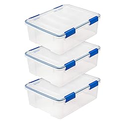 IRIS USA WeatherPro 27 Qt Storage Bins with Lids, 3