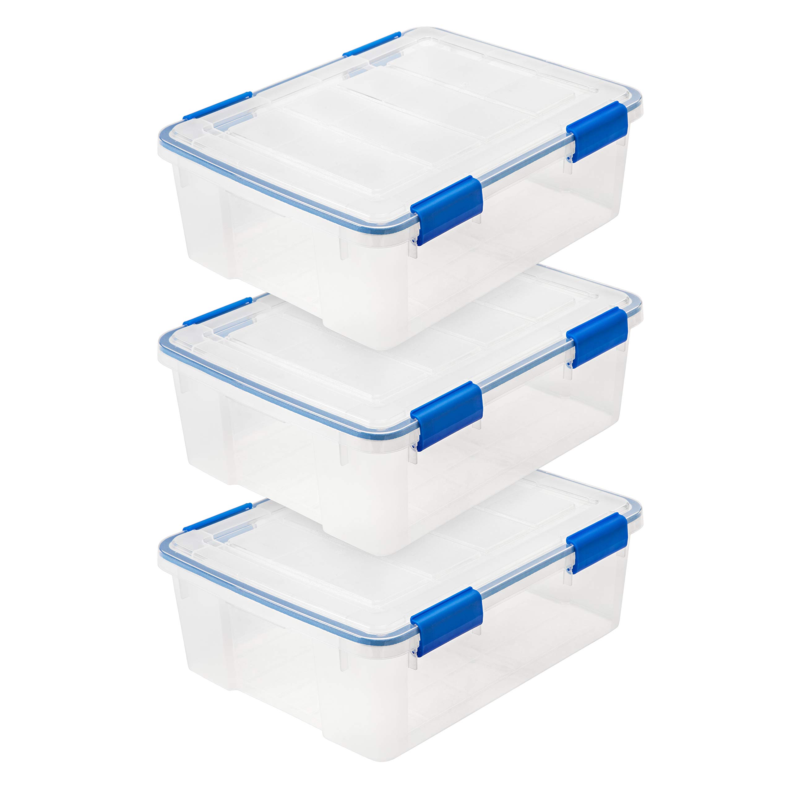 IRIS USA WeatherPro 27 Qt Storage Bins with Lids, 3