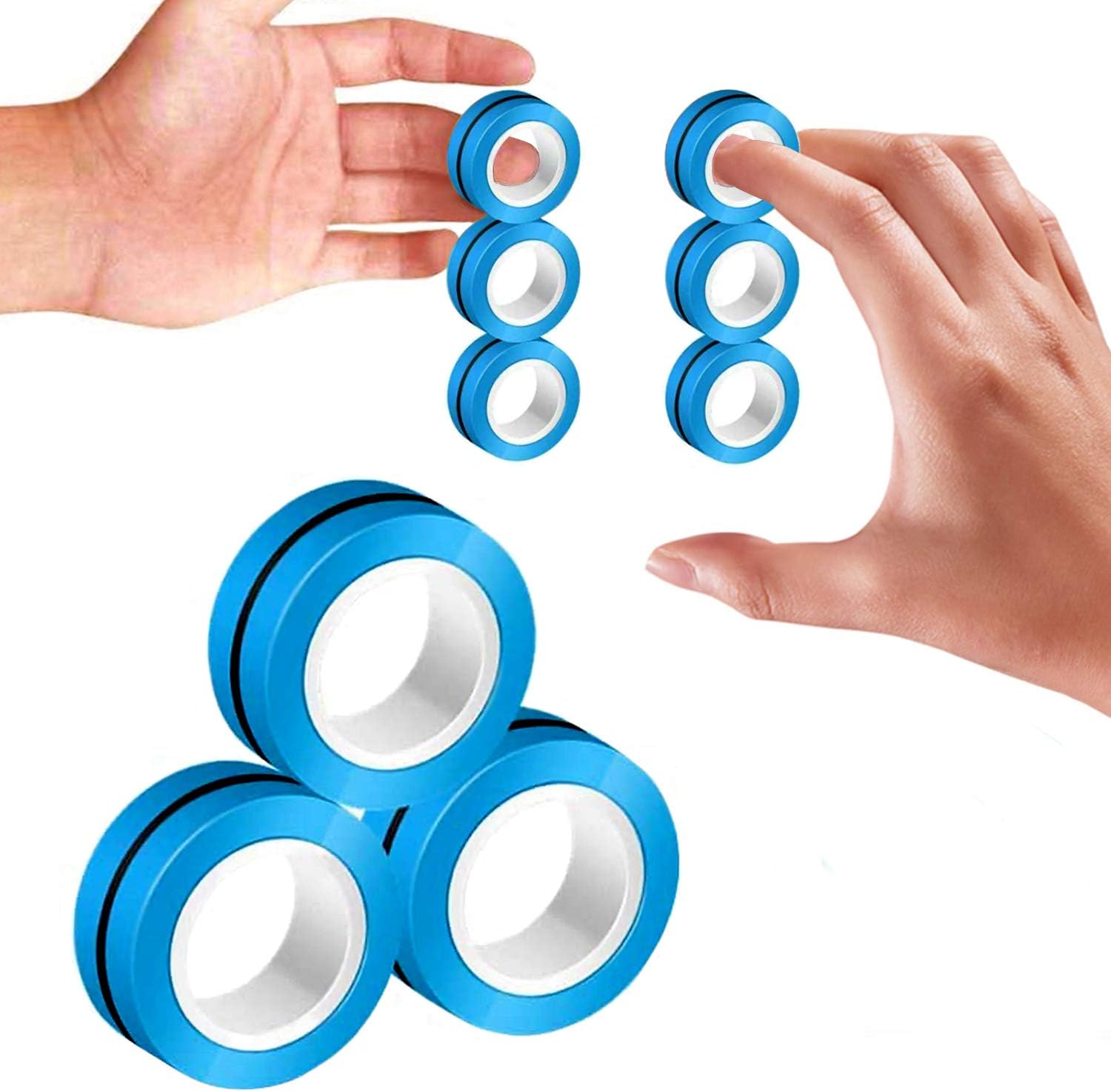 3 Pack Rings Toys for Kids Adults, Bracelet Ring Unzip Toy Magical Ring Props
