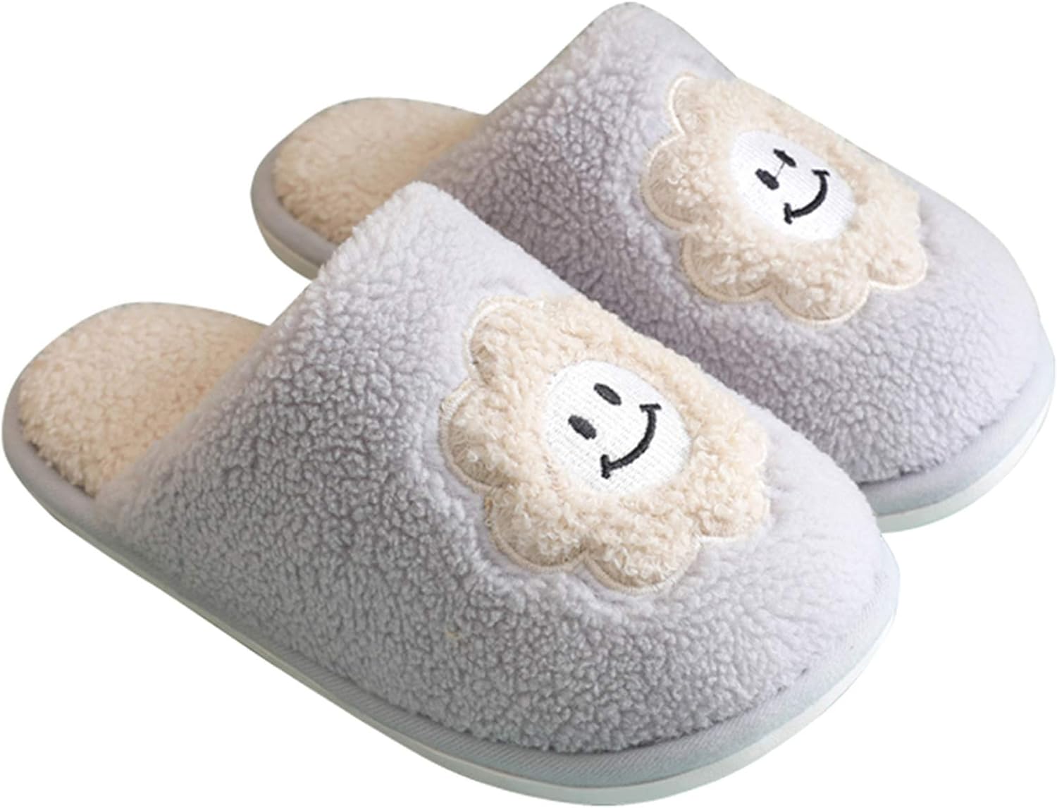 Cotton Slippers, Winter Indoor Household Plush Slippers PVC Soft NonSlip HalfPack Heels Home