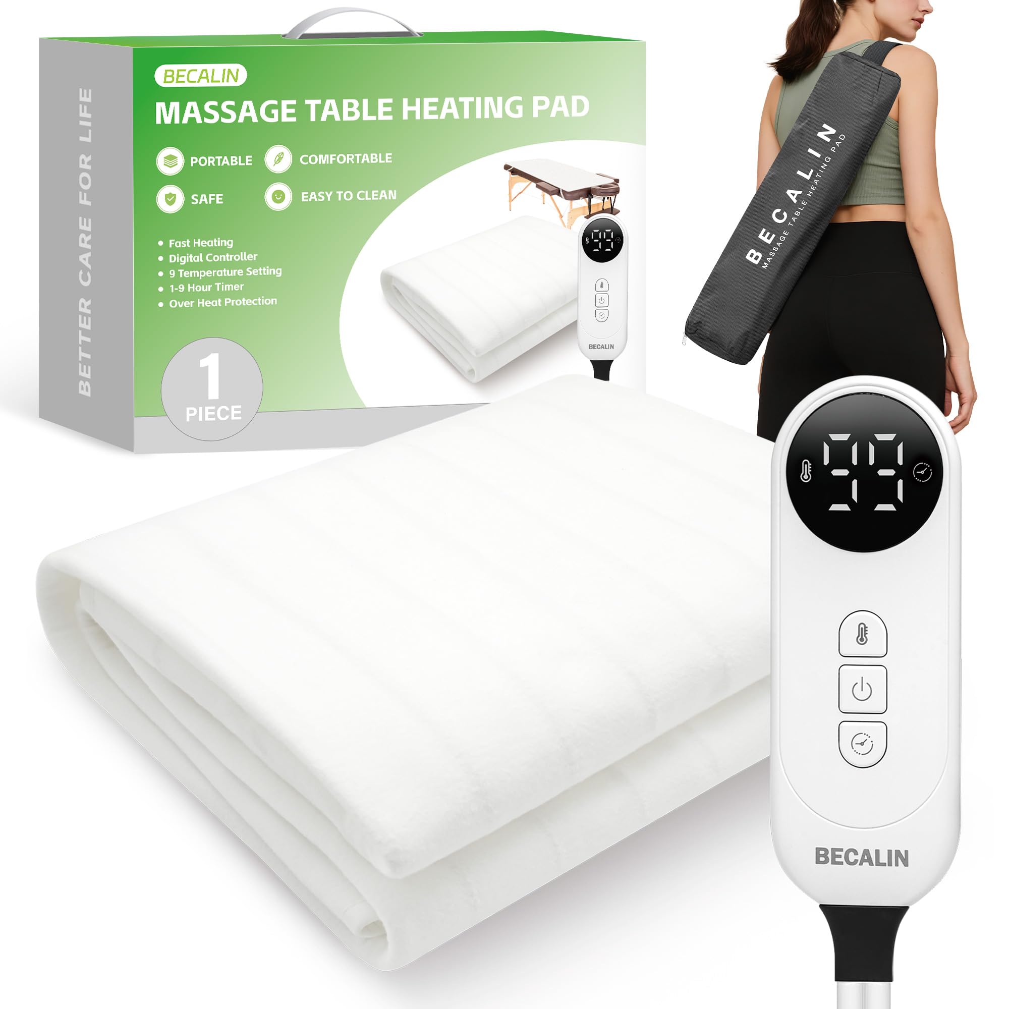Photo 1 of Massage Table Warmer Heating Pad Professional SPA Massage Bed Warmer with 9 Hour Timer, 9 Heat Settings, Overheat Protection for Massage Bed & Spa, 30" x 71", with Portable Storage Bag