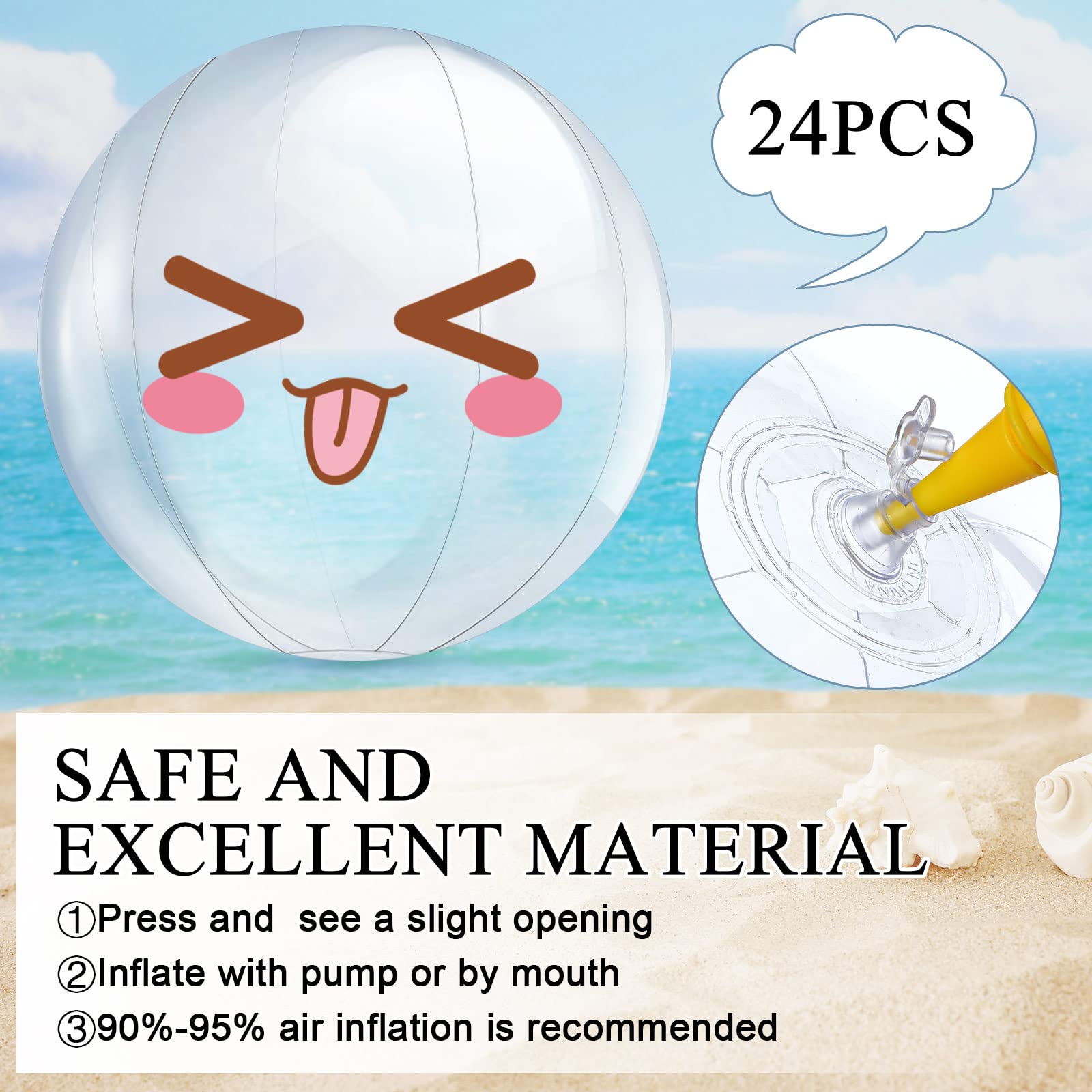 Yinder 24 Pieces Inflatable Beach Ball 6 Inches Pool Floating Ball Under The Sea Party Decorations Bubble Ocean Summer Pool Toys Party Supplies (Classic,Clear)