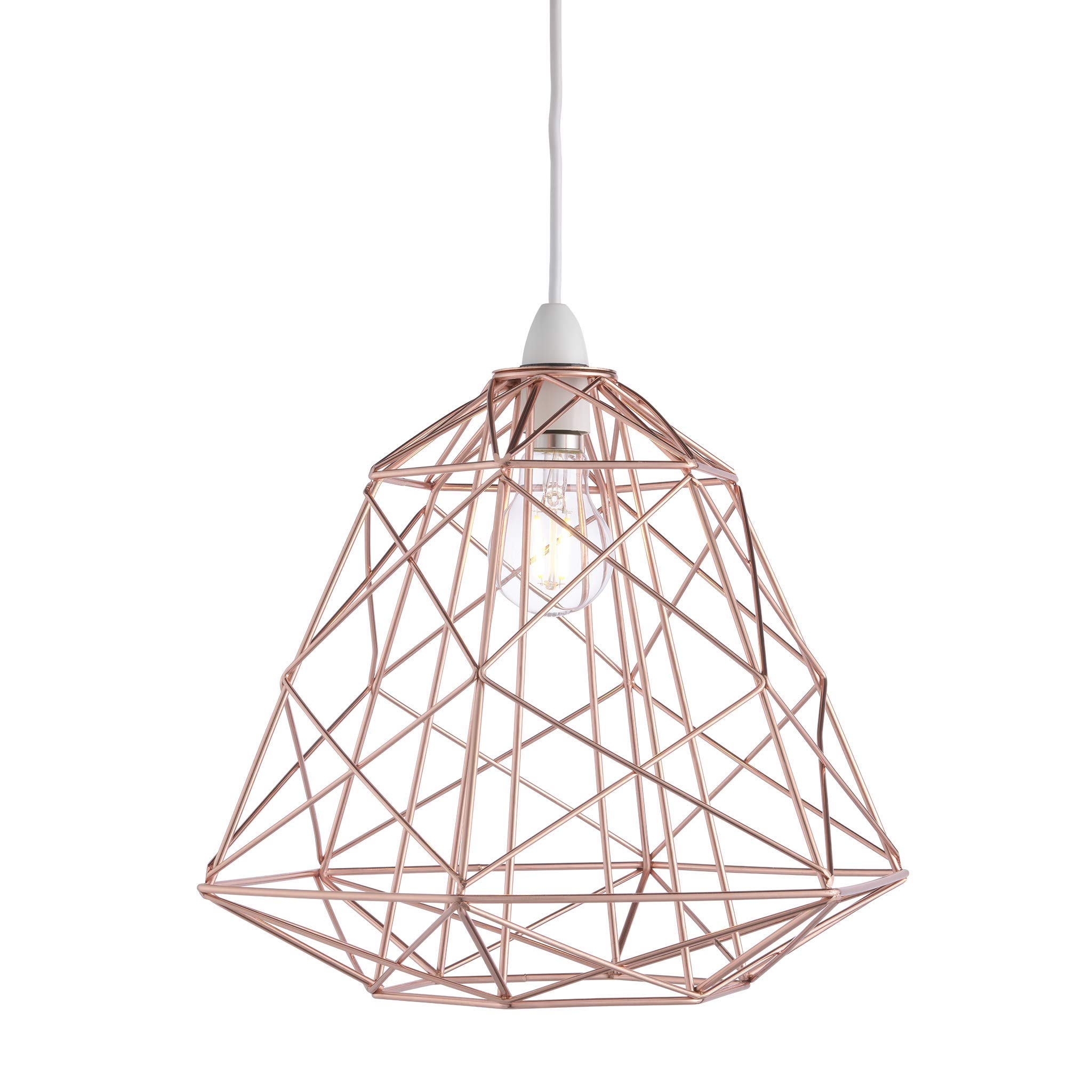 Nielsen Spixworth Retro Style Copper Metal Basket Cage Ceiling Pendant Easy Fit Light Shade, 35cm Wide and 30cm Height