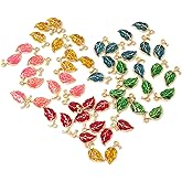 Honbay 50PCS Enamel Leaf Charms Pendant for Jewelry Making or DIY Crafts