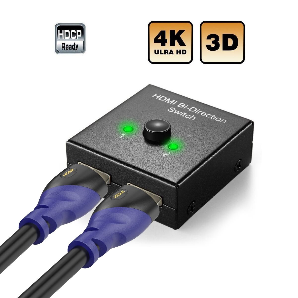 HDMI Cable Bidirectional 2 source toggle A B Signal Switch Splitter Hub HDTV 4K eBay