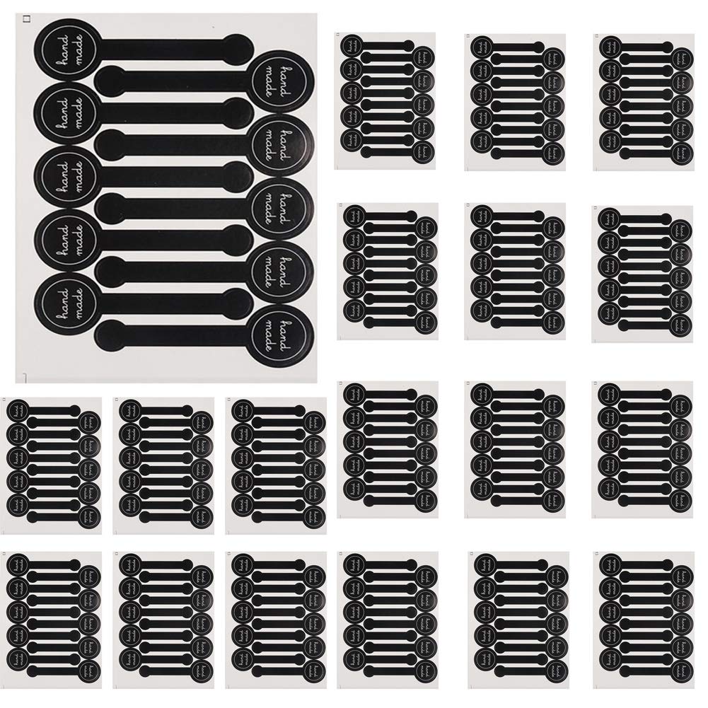 Happyupcity 20Sheets(200Pcs) Black Handmade Self Adhesive Evident Stickers Seals Sealing Lable Tamper Decorative Labels for Baking Craft Arts Food Food Retail Package