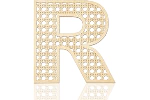 FOCAL20 Wooden Rattan Letters for Wall Decor Rustic Wooden Letters 12 Inch Wood Letter Rattan Wall Decor for Wedding Nursery Sign Baby Shower Newborn Birthday Gift Boho Bedroom Decoration (R)