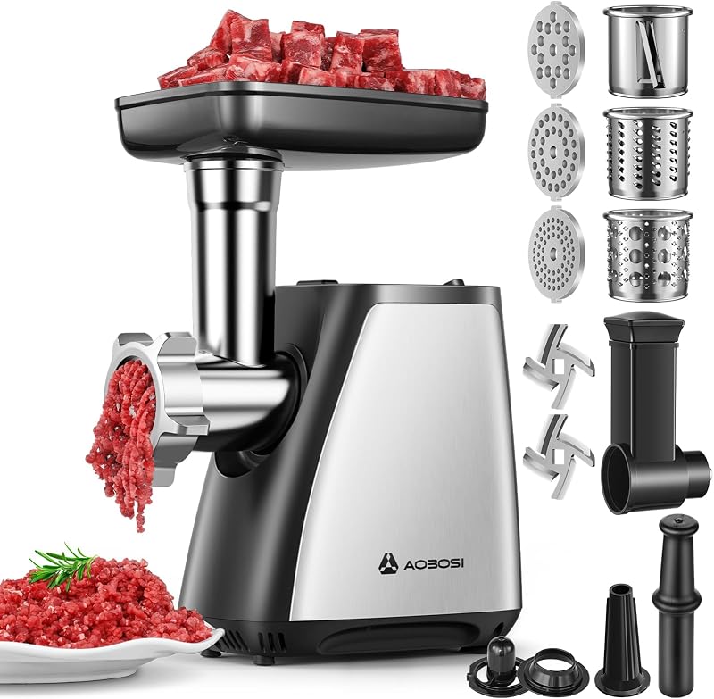 AAOBOSI Electric Meat Grinder 4-in-1 Mincer 2800W with Sausage Kubbe Kit