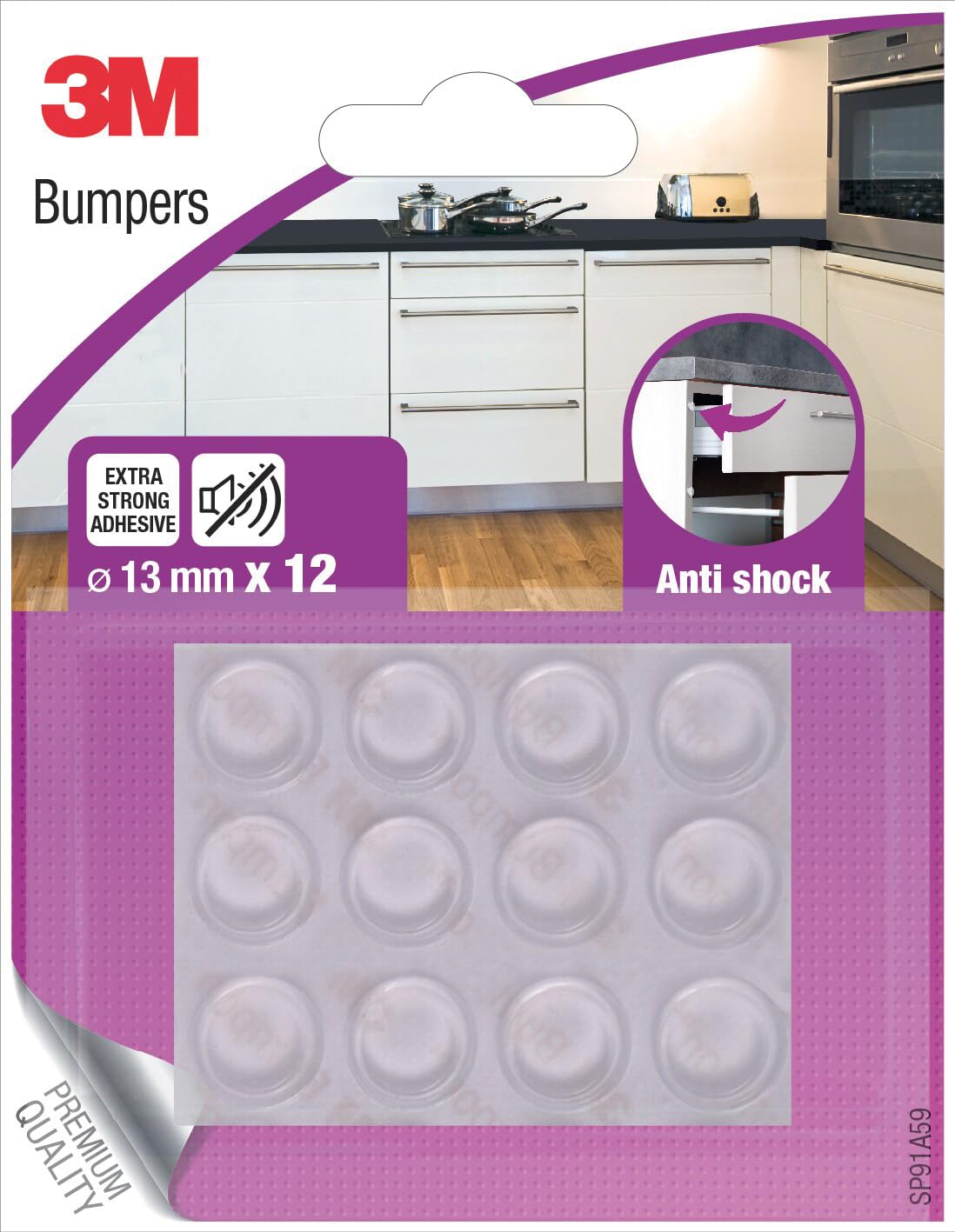 3M Anti-Shock Bumpers, 13 mm, White, UU003684188