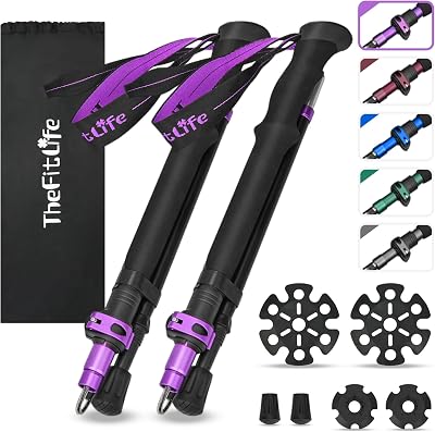 TheFitLife Collapsible Trekking Poles Lightweight Folding Poles 100-135cm