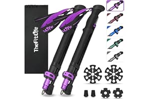 TheFitLife Collapsible Trekking Poles for Hiking – Lightweight Folding Walking Sticks for Men and Women with Extra-Long Foam Handle and Metal Flip Lock