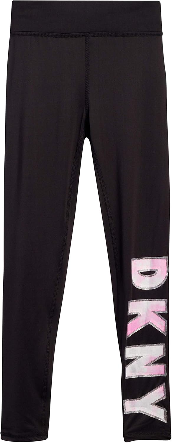 DKNY Girls Active Leggings - Spandex Athletic High Waisted Stretch Workout Yoga Pants (2 Pack): Clothing