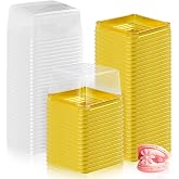 GothaBach 100 Set 3" Mini Cupcake Containers Plastic Holders with Lids | Cupcake Boxes Muffin Pod Dome Flan Dessert Single Individual Container Box for Wedding Birthday Party Gifts Supplies