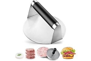 Huachuang Smash Burger Press Kit: 3-in-1 Non-Stick Hamburger Patty Maker with 100pcs Wax Patty Papers - Heavy Duty Stainless 