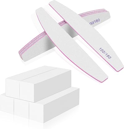 FRIUSATE 10pc White Nail Buffer Blocks & Files for Natural Acrylic Gel Nails