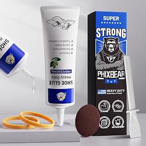 PHIXBEAR Shoe Glue Sole Repair Kit, Low Odor Professional Flexible Adhesive | , Waterproof, Anti-Clogging Precision Needle Ti