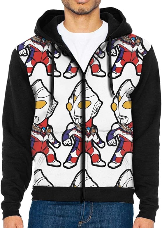 Amazon Co Jp ファッション メンズ ジャケット パーカー ジッパー T シャツ長袖春秋冬のコートは通勤 通学 運動メンズ コート カンガルー ポケットを ウルトラマンティガ 印刷しますs 服 ファッション小物