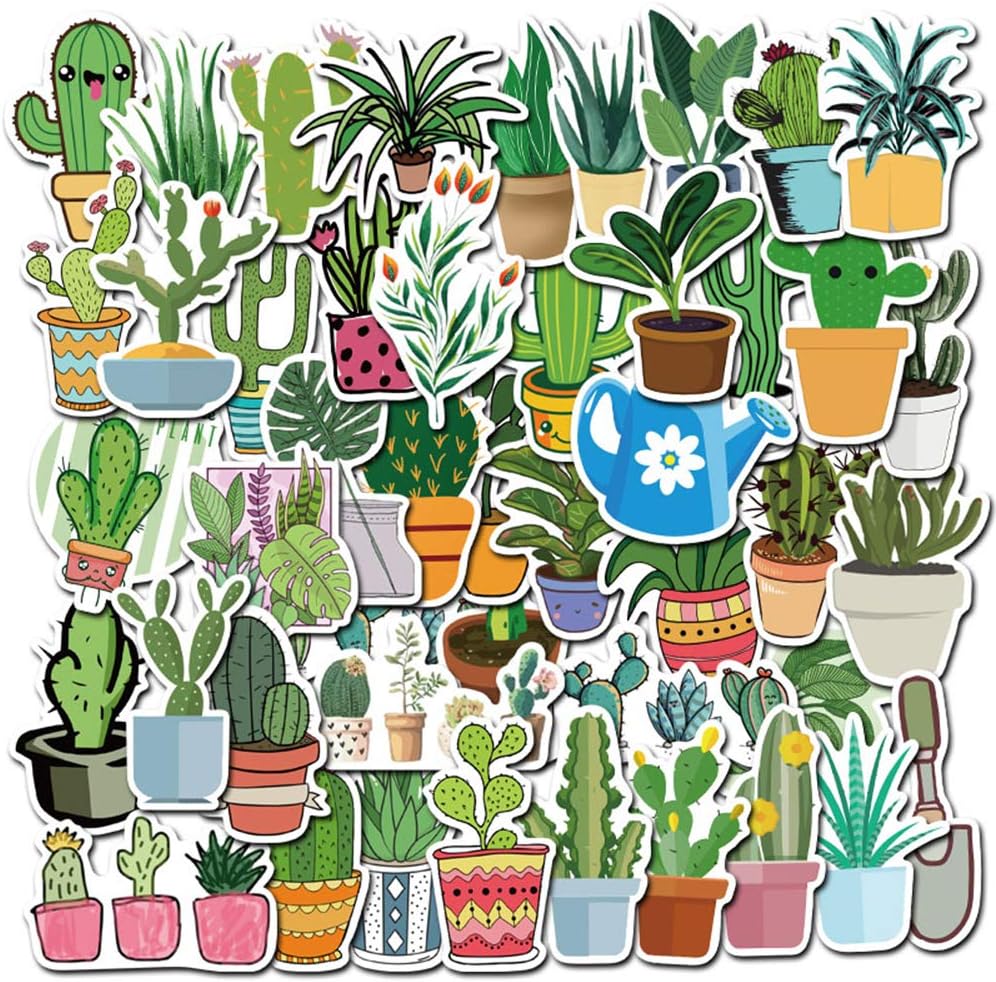 Succulent Plants Stickers 45-Pack Cute,Waterproof,Aesthetic,Trendy Stickers for Teens,Girls,Perfect for Laptop,Hydro Flask,Phone,Skateboard,Travel| Extra Durable Vinyl (Succulent Plants)
