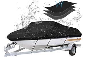 iCOVER Trailerable Boat Cover- 16'-18.5' Fits V-Hull,Fish&Ski,Pro-Style,Fishing Boat,Runabout,Bass Boat, Waterproof Tailerabl