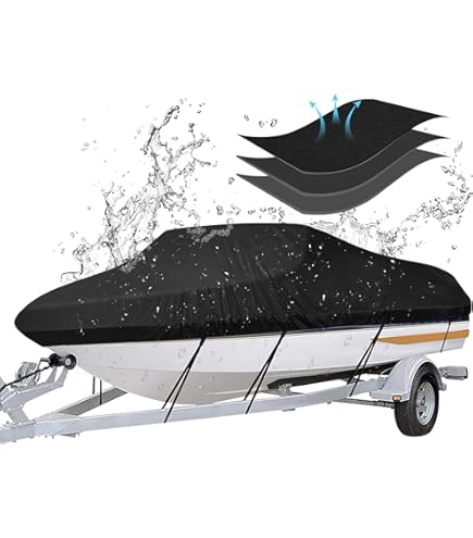 thumbnail interactive-video image 1 of OutdoorLines Waterproof Boat Cover – Heavy Duty UV Resistant Cover For 12-14 Ft Boats, Black 1 of 6