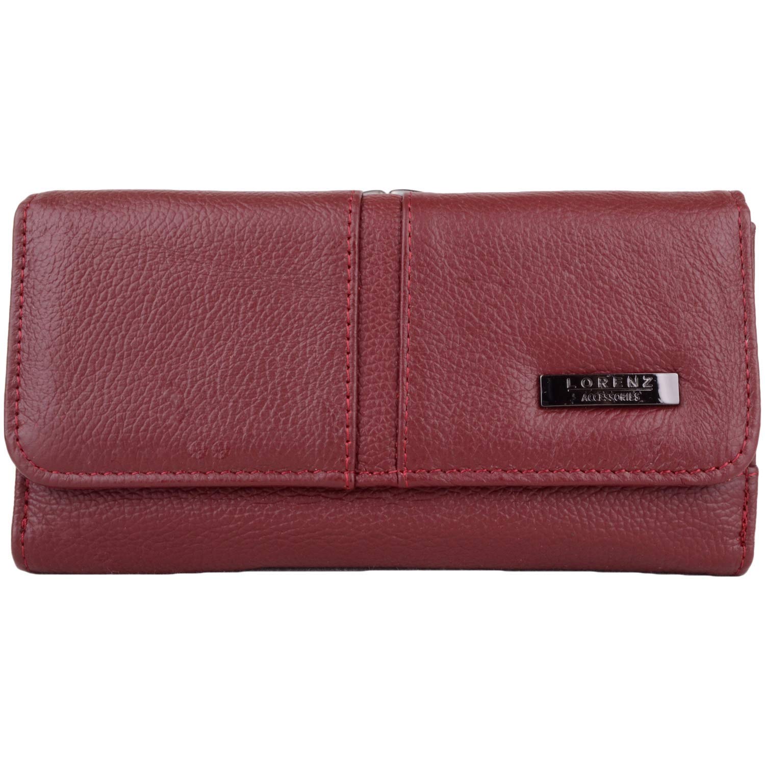Ladies RFID Protected Leather Purse - Red
