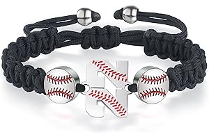 XOYOYZU Baseball Number Bracelets for Men Athletes Jersey Number Bracelet Handmade Braided Adjustable Bracelets Personalized Baseball Gifts for Men