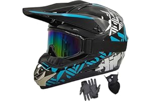 SANQING Youth Dirt Bike Helmets DOT Approved Fashion Kids Motocross, ATV, Off-Road, Four Wheelers, BMX Motorcycle Bike Helmets (Goggles Gloves Faceshield)