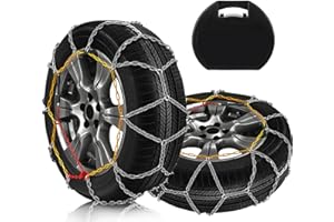 SCITOO KN110 Snow Chains Quick Easy Installation,Tire Traction Chain for Car Pickup Trucks SUV,Adjustable Universal Emergency Thickening Tire Chains Width 215 225 235 245(15" 16" 17" 18")- Set of 2