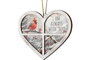 V VIBEPY All Over Printed, Memorial Ornaments, Cardinal Bird Ornaments, Heart Christmas Ornaments, 3.2"x3.5" 2 Layer Ornaments, Gift for Sympathy, Gift for Memorial, Christmas Decorations