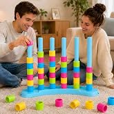 BBnote Giant Color Matching Challenge Game, Fast Pattern Match Ring Stacking Puzzle Stack Games, 1-2 Players, Family Board Game for Kids &amp; Adults, Birthday Easter Christmas Party Gifts for Boy &amp; Girl