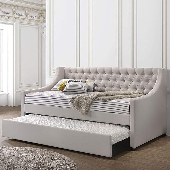 Twin Size Daybed with A Twin Trundle, HABITRIO Sloped Shape