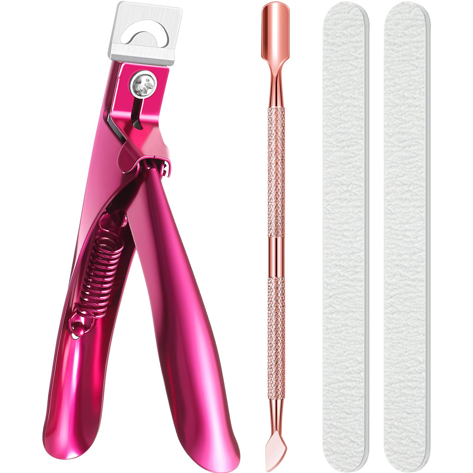 Mudder Acrylic Nail Cutter Nail Clippers for Acrylic Nails 4 in 1 Kit with Cuticle Pusher and 2 Pieces Nail Files Manicure Tools for Artificial Nail Professional Manicure Pedicure