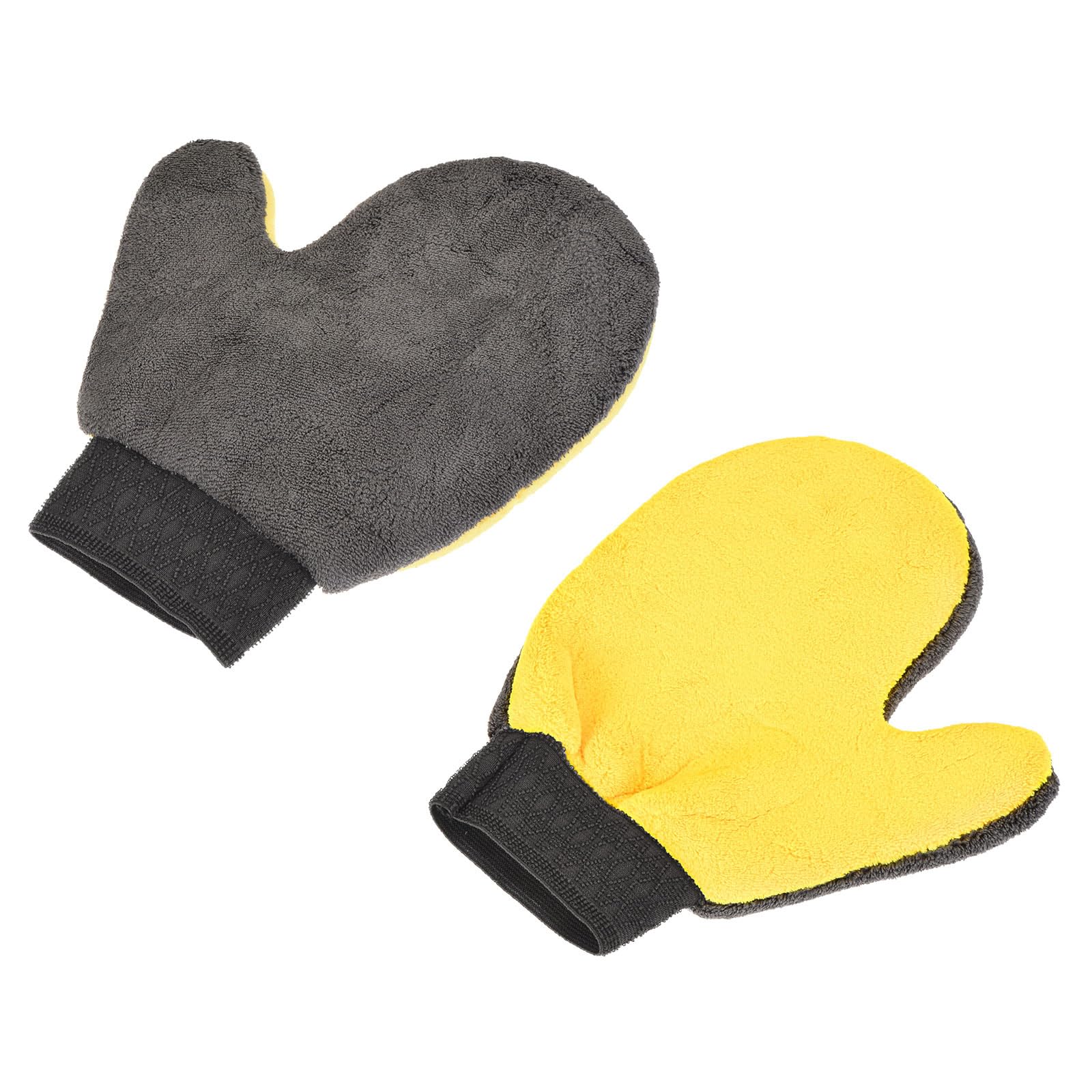 M METERXITY 3 Pack Cleaning Mitten - Microfiber Gloves Wash Dishes, Clothes & Shutters, Apply to House Cleaning (9 x 7.87 Inches, Grey & Yellow)