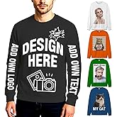 Custom Mens Sweatshirt Customizable Crewneck Sweatshirt Personalized Logo Photo Text Long Sleeve Shirt Custom Gifts