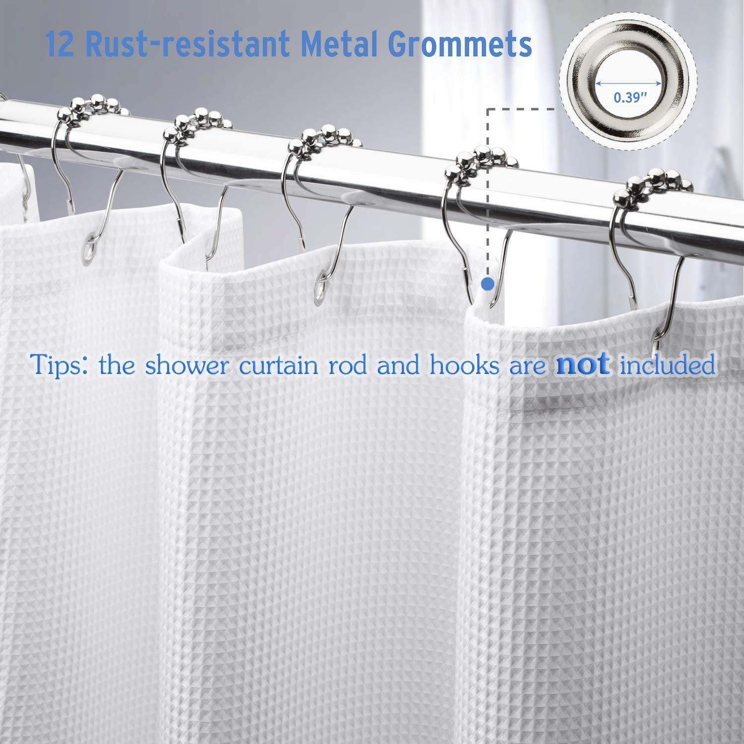 AmazerBath Waffle Shower Curtain, Heavy Duty Fabric Shower Curtains with Waffle Weave Hotel Quality Bathroom Shower Curtains, 72 x 72 Inches: Kitchen & Dining