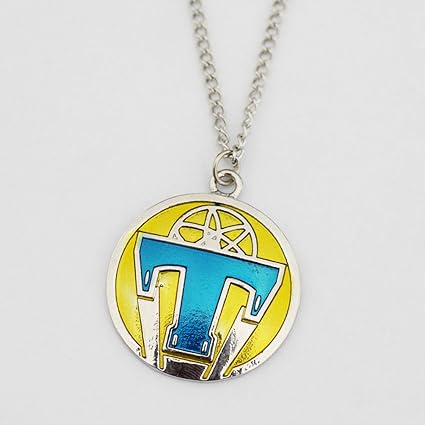 amazon com tomorrowland casey s necklace with round alloy enamel pendant t logo symbol pendant necklace arts crafts sewing tomorrowland casey s necklace with round alloy enamel pendant t logo symbol pendant necklace