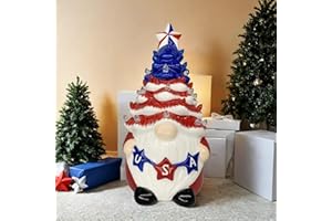 Szkerui Christmas Gnome Decoration, Christmas Gnomes Decoration, New Years Gnomes, Lighted Up Patriotic Gnomes,American Stars&Stripes Ceramic Elf,Gnomes Ornaments Gift American Election Gnomes