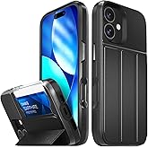 VENA vCommute for iPhone 17 Wallet Case, [Military Grade Drop Protection] Flip Leather Cover Slot Card Holder with Kickstand - Black