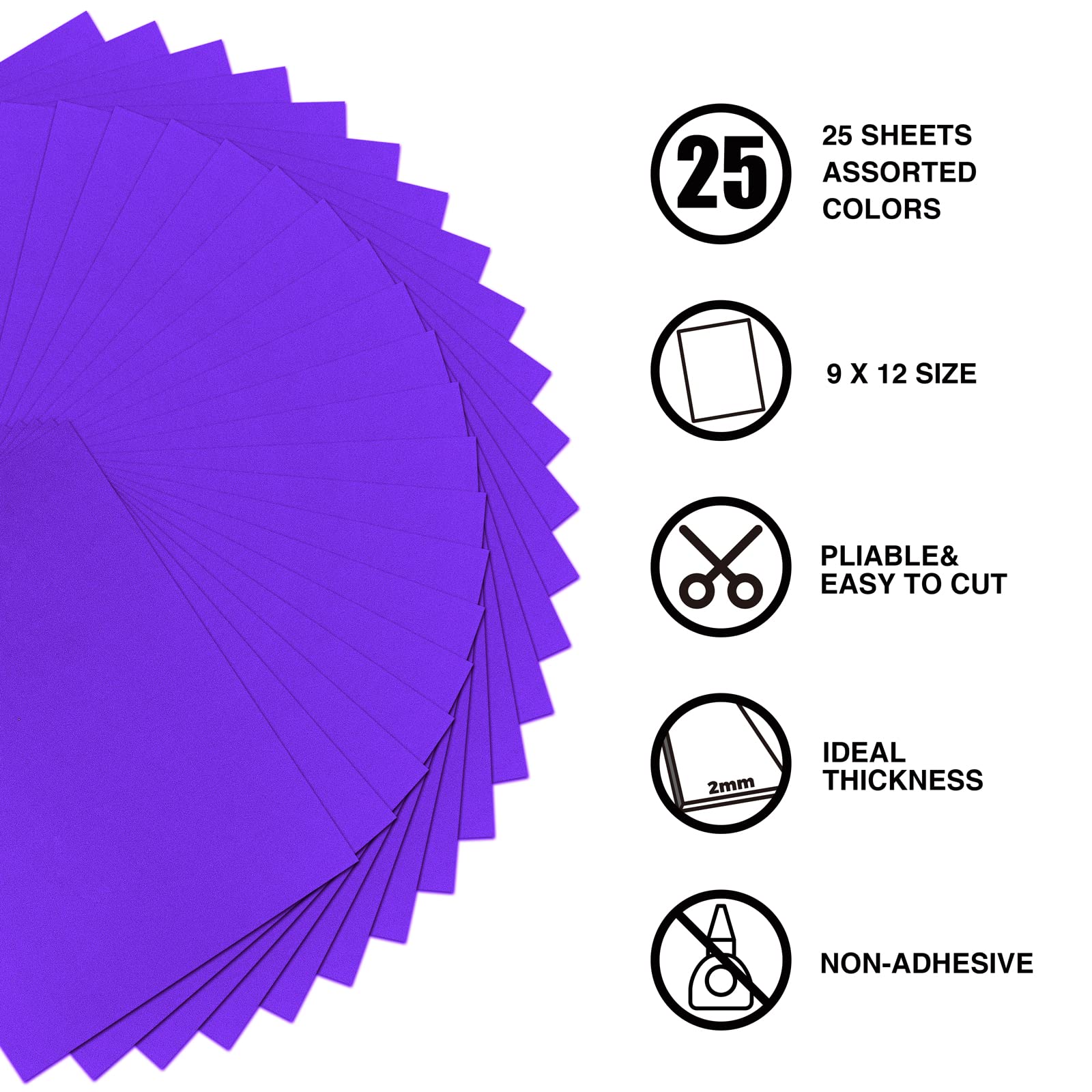 9 x 12 Inch Purple Foam Sheets Crafts, 2mm Thick. 25 Pack Premium Purple Foam Papers Set, for Crafting,DIY Project,Classroom, Scrapbooking, 3D Card Making…