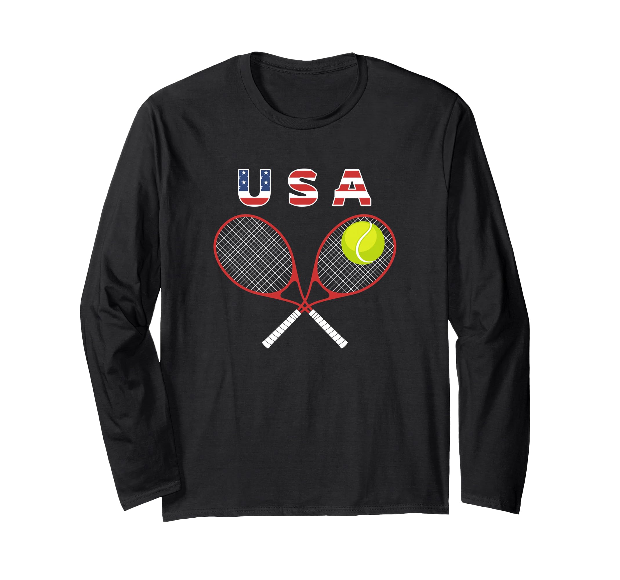 Tennis American Flag / USA Fans Support Racket Ball Long Sleeve T-Shirt