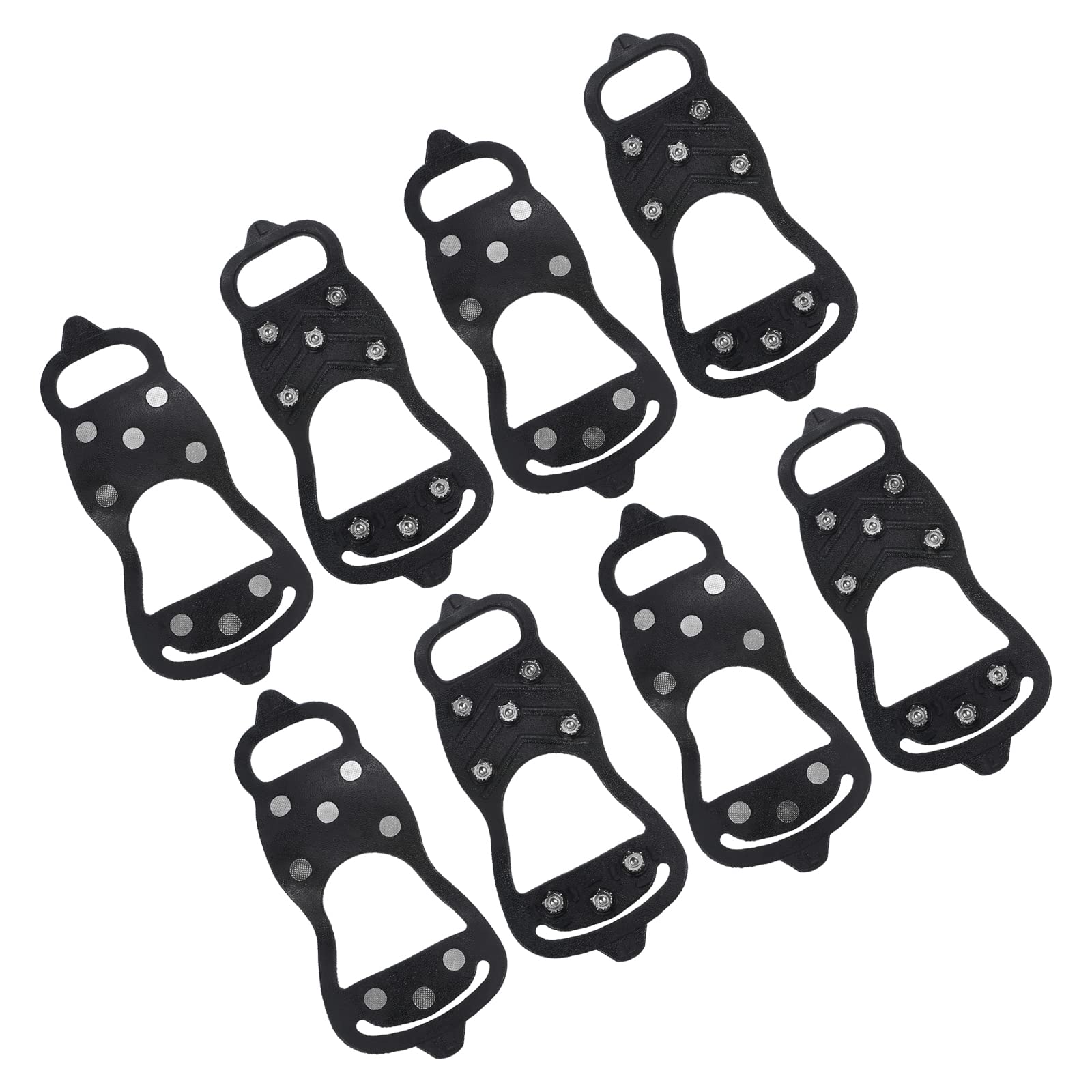 PATIKIL 10.6" Ice Cleats, 4 Pairs Snow Traction Cleat Anti Slip 8-Studs Silicone Crampons Gripper Spikes Claw for Shoes and Boots, Black
