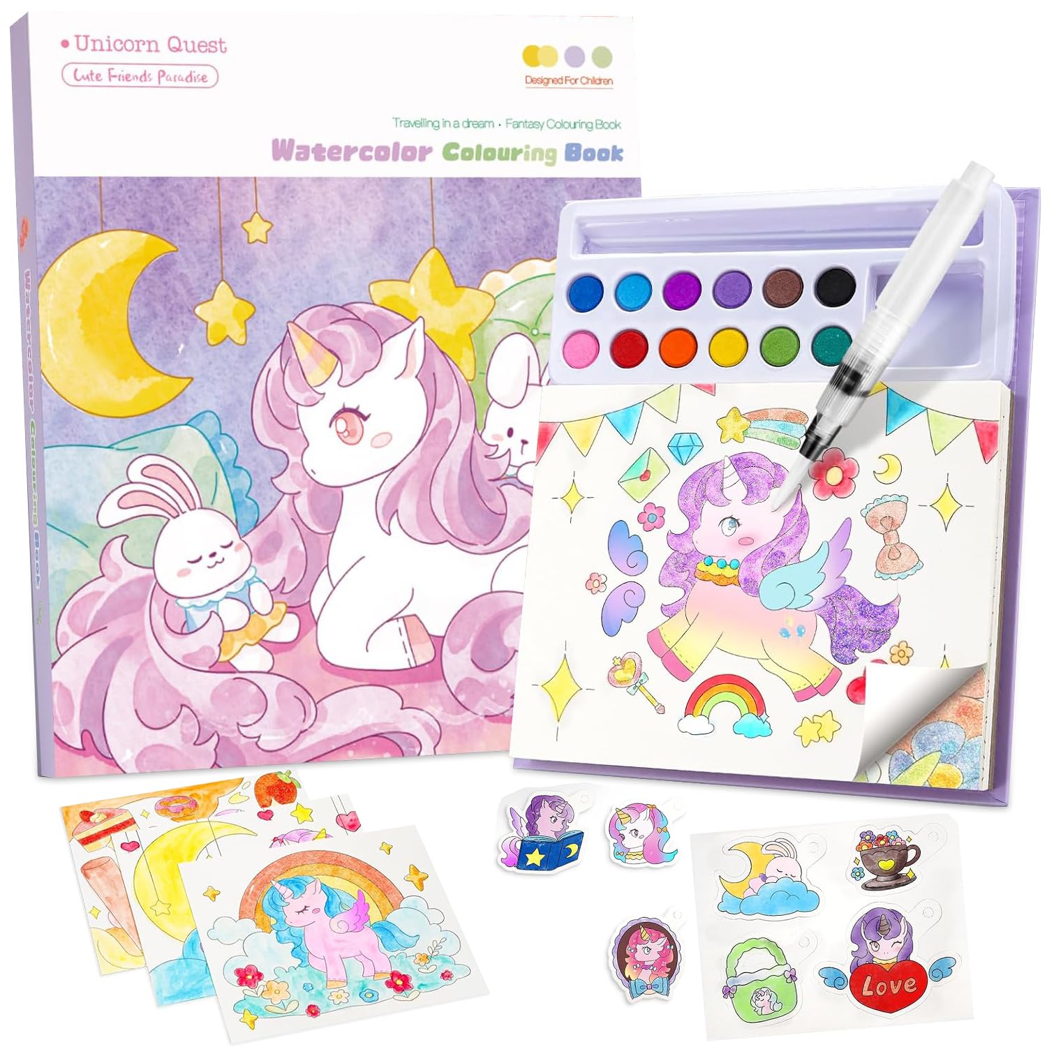 MIFKLMV Water Coloring Book for Kids, Paint with Watercolour Painting Set for Toddler Painting Toys for Children DIY Arts Birthday Gift for Girls Boys