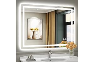 BRIIVUE 48"x36" LED Bathroom Mirror with Lights, Backlit & Front Lit, Lighted Wall Mirrors for Bathroom Vanity, Touch Screen Dimmable, Anti-Fog, Memory Function, HD Tempered Glass, Shatter-Proof, ETL Listed