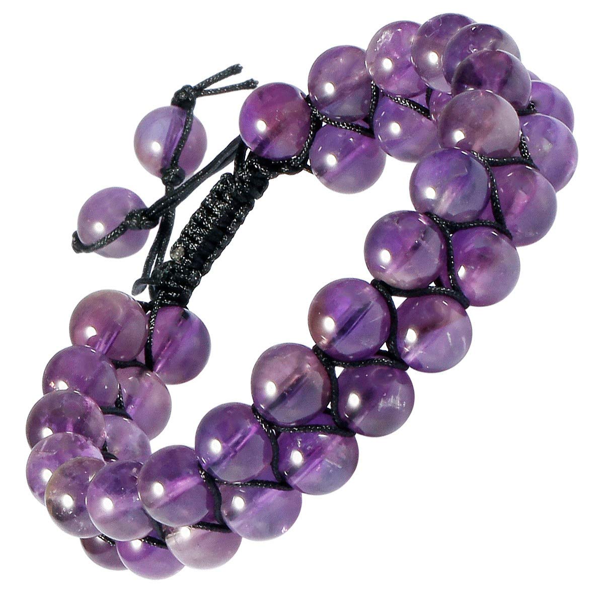 Nupuyai Amethyst Chakra Healing Crystal Bracelet for Women Men, Double Layer Adjustable Braided Beads Stone Bracelet for Reiki Yoga Meditation