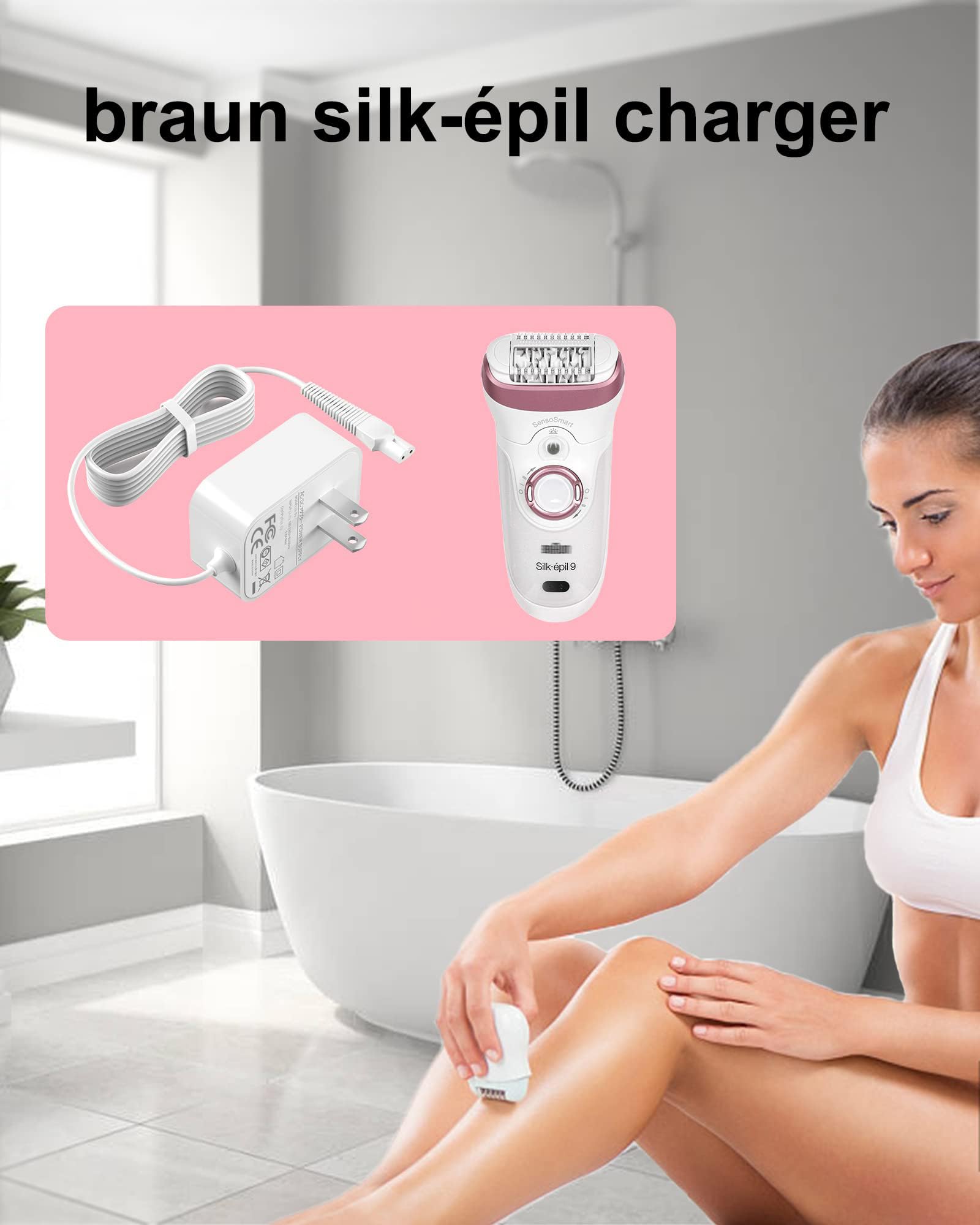 ADRICY for Braun Silk Epil 9 Charger Compatible with Braun Epilator Silk 9 7 5 9-720 9-300 9-890 9-030 9-880 5-810 5-620 and Face Epilator Facespa Pro 910 911 921