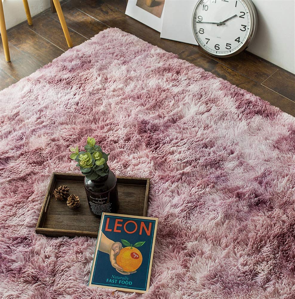 Liveinu Gradient Shaggy Alfombras Salon Pelo Largo Con Respaldo