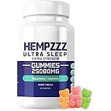 HempZZZ Ultra Sleep Gummies Extra Strength 25000 MG with Melatonin and Theanine - Relaxation, Stress, Pain and Deep Sleep | H